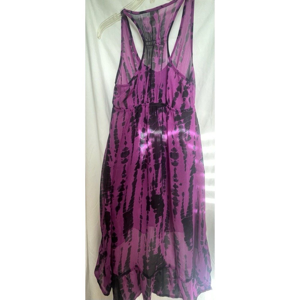 Xhilaration S Purple Black Sheer Hi Low Racerback Dress Cover Up Tye Dye Boho